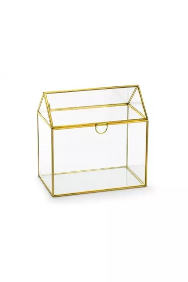 PartyDeco Szklane pude�ko na koperty z�oty 13x21x21cm