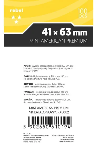 Rebel Koszulki Mini American Premium 41 x 63 mm 100 szt.
