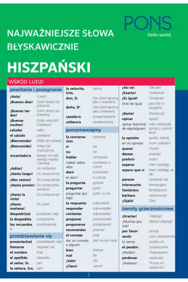 Najwa�niejsze s�owa b�yskawicznie. Hiszpa�ski