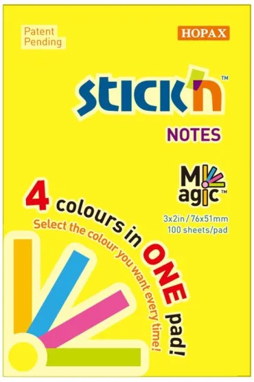 Stickn Notes samoprzylepny neon mix 51x76mm 100 kartek