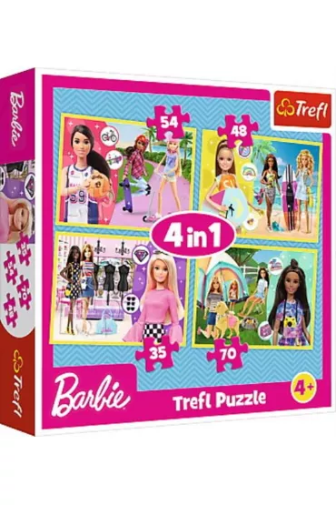 Puzzle 4w1 W �wiecie Barbie Trefl