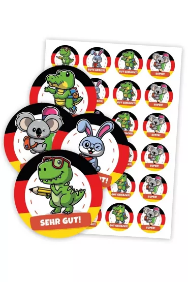 LearnHow Naklejki motywacyjne - Niemieckie zwierz�tka 48 szt.