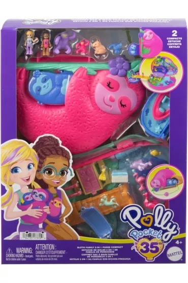 Polly Pocket. Kompaktowa torebka Rodzina leniwc�w Mattel
