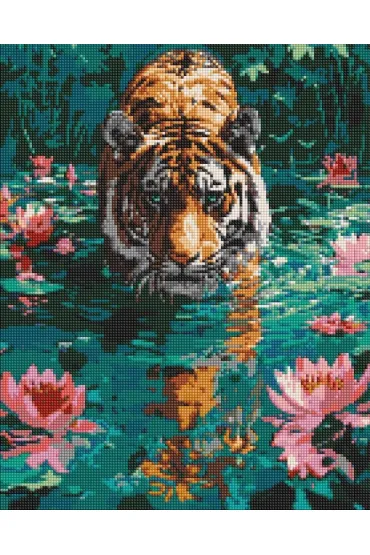 Ideyka Diamentowa mozaika - Tygrys na polowaniu 40x50cm