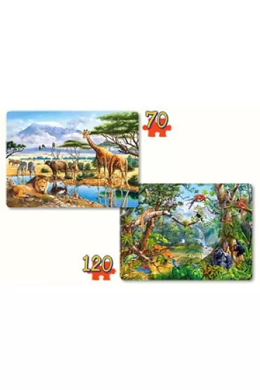 Puzzle 2w1 (70+120 el.) Savanna and Jungle Castorland