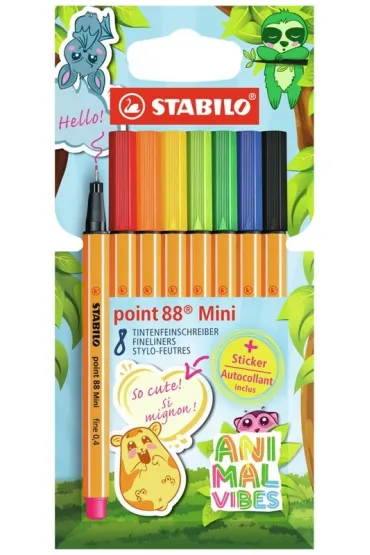 Stabilo Cienkopisy point 88 Mini Animal vibes 8 szt