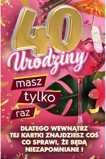 Yeku Karnet Urodziny z nak�adk� na butelk� 40