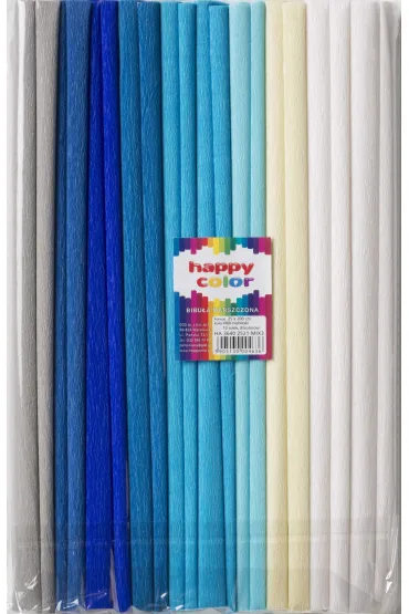 Happy Color Bibu�a marszczona MIX niebieski, 8 kolor�w, 25x200 cm, 10 rolek niebieski 25 x 200 cm
