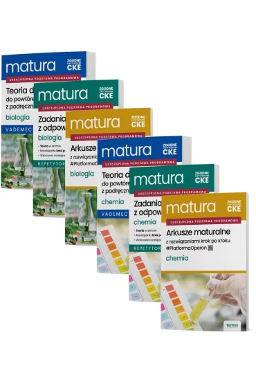 Pakiet Matura 2026. Biologia i Chemia. Zakres rozszerzony: Teoria do matury. Vademecum, Zadania maturalne z odpowiedziami. Repetytorium, Arkusze maturalne z rozwi�zaniami krok po kroku