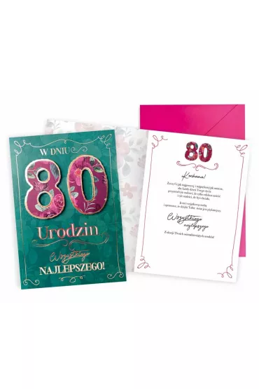 Kukartka Karnet Urodziny 80