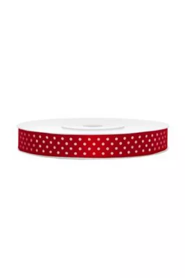 PartyDeco Wst��ka dekoracyjna czerwone kropki 12mm x 25m