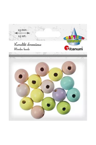 Titanum Koraliki drewniane okr�g�e pastel 15 szt.