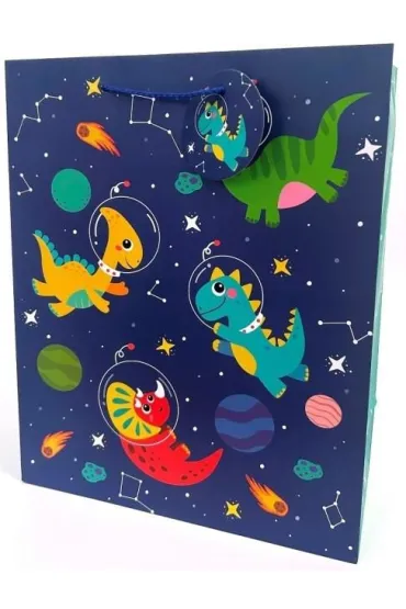 Fresh Torebka ozdobna matowa Dinozaury 26x32x12cm