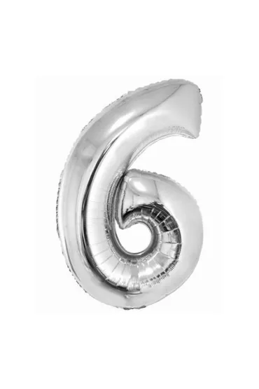 Godan Balon cyfra 6 srebrny 85cm