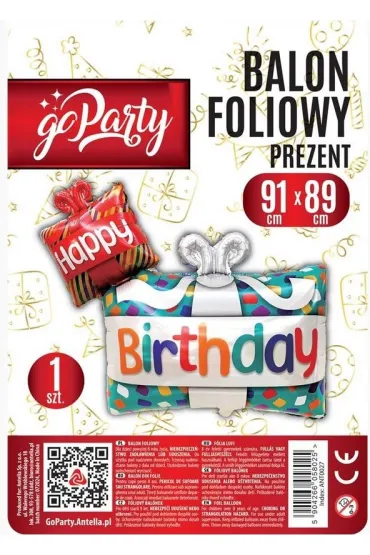 GoParty Balon foliowy Prezent 91x89cm