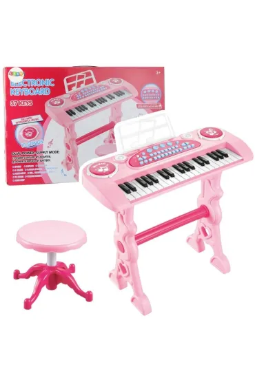 LeanToys Pianinko z mikrofonem r�owe