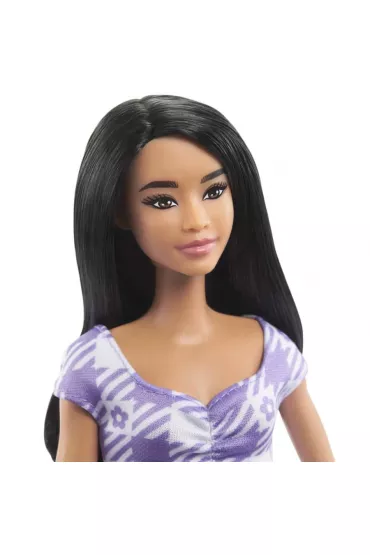 Barbie Fashionistas Lalka Sukienka fioletowa kratka HPF75 Mattel