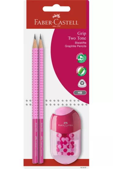 Faber-Castell Zestaw grip 2001 two tone 2 o��wki+temper�wka z gumk� mix kolor�w blister