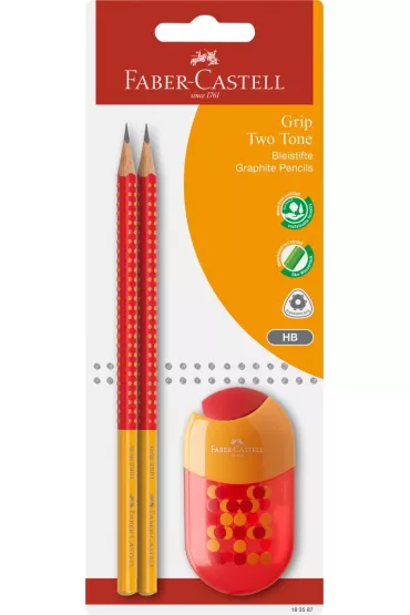 Faber-Castell Zestaw grip 2001 two tone 2 o��wki+temper�wka z gumk� mix kolor�w blister