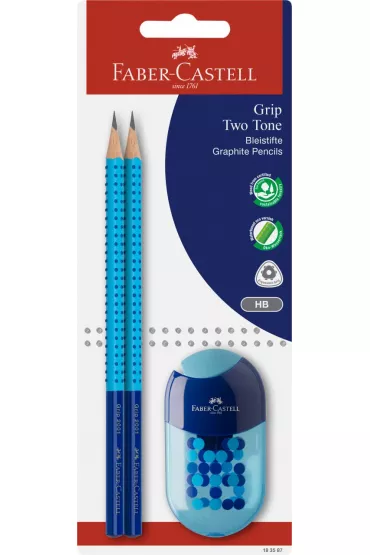 Faber-Castell Zestaw grip 2001 two tone 2 o��wki+temper�wka z gumk� mix kolor�w blister