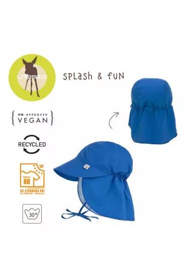Lassig Czapka przeciwsoneczna z daszkiem i oson karku UV80 Splash & Fun blue, rozm. 50/51