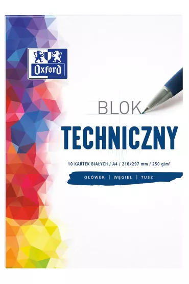 Oxford Blok techniczny A4 bia�y 10 kartek