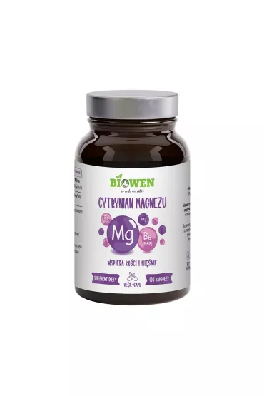 Biowen Cytrynian magnezu 825 mg z witamin B6 (P-5-P) suplement diety 100 kaps.