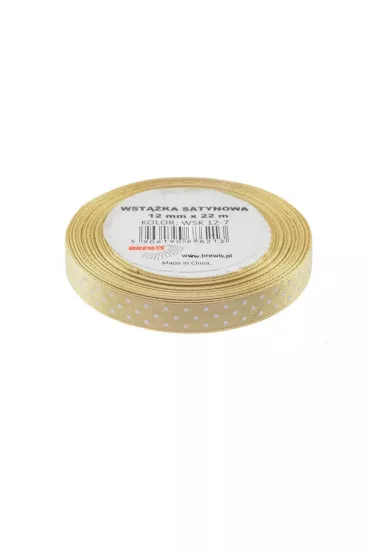 Wst��ka satynowa w kropki be�owa 12mm x 22m