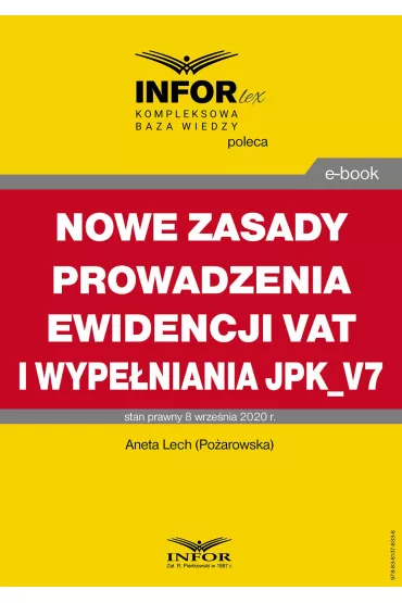 eBook Nowe zasady prowadzenia ewidencji VAT i wype�niania JPK_V7 pdf - Aneta Lech