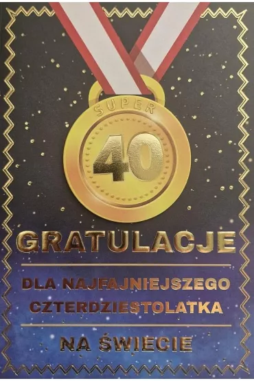 Yeku Karnet Urodziny 40 medal m�skie