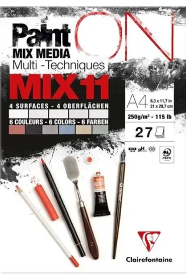 Clairefontaine Blok A4 papier�w mix11 250g 27ark