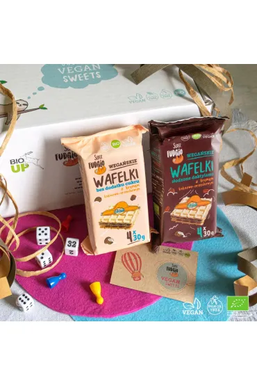 Super Fudgio Zestaw Wafelki z kremem: kakaowo-orzechowe, s�odzone daktylem 2 x 120 g Bio
