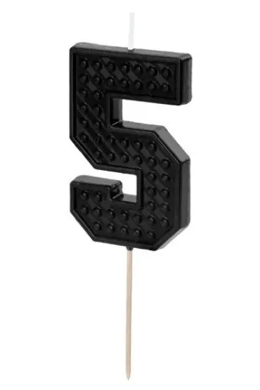 PartyDeco �wieczka urodzinowa 5 czarna 6cm