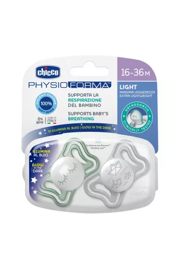 Chicco Physio Light smoczek silikonowy 16-36M Lumi 2 szt.