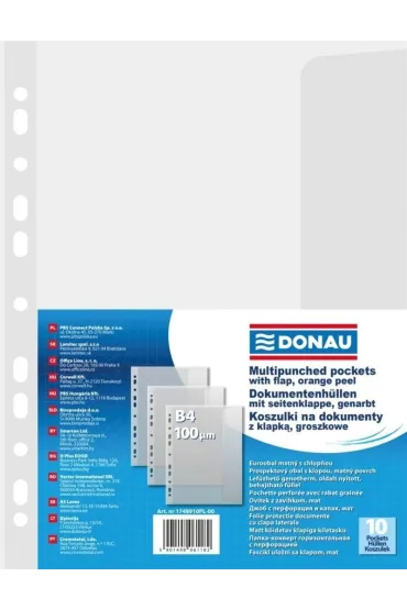 Donau Koszulki B4 z klapk� PP groszkowe 100 mikr 10 szt.