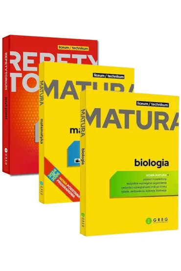 Pakiet Matura 2026: J�zyk polski. Repetytorium, Matematyka. Repetytorium maturalne, Biologia. Repetytorium maturalne. Poziom rozszerzony