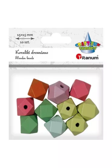 Titanum Koraliki drewniane kostki �ci�te 10 szt.