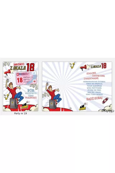 Stamp Karnet Party naklejany B6+koperta Urodziny 18 wz19