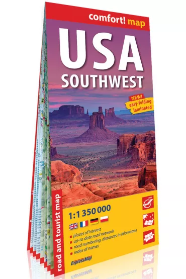 USA Southwest road and tourist map 1: 1 350 000 laminat