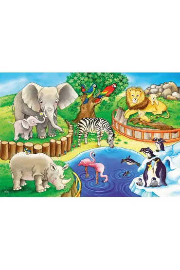 Puzzle 2x12 el. Zwi�ta w zoo Ravensburger