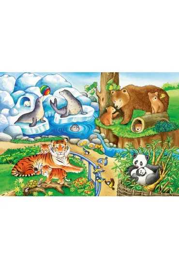 Puzzle 2x12 el. Zwi�ta w zoo Ravensburger