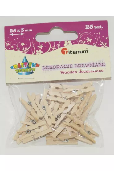 Titanum Klamerki drewniane naturalne 25 szt.