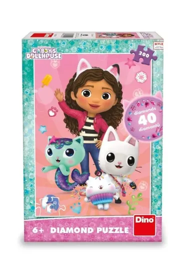 Puzzle 200 el. z diamencikami, Koci Domek Gabi Dino Toys