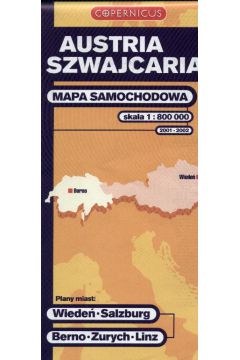 Austria Szwajcaria - mapa samochodowa