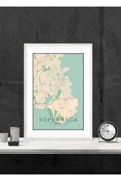 Kopenhaga mapa kolorowa - plakat 50x70 cm