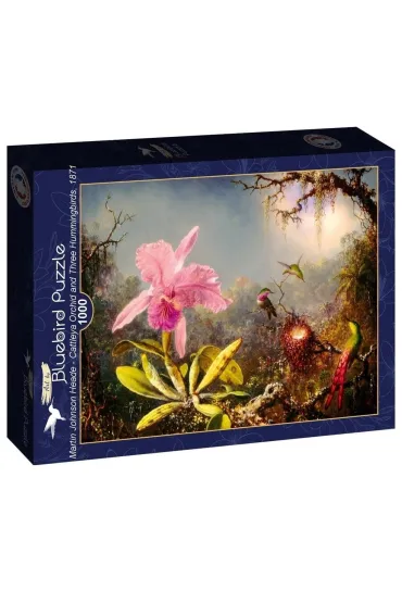 Puzzle 1000 el. Orchidea i trzy kolibry, Heade 1871 Bluebird Puzzle