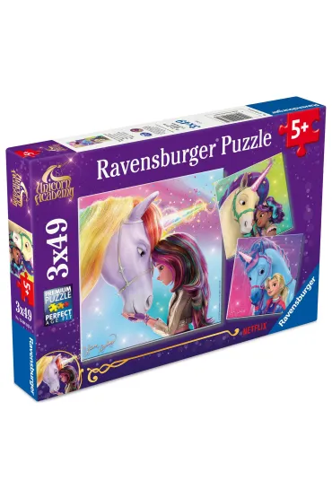 Puzzle dla dzieci 3x49 el. Unicorn Academy Ravensburger