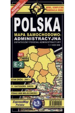 Polska - mapa samochodowo - administracyjna  ostateczny podzia� administracyjny