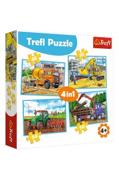 Puzzle 4w1 Due maszyny budowlane Trefl