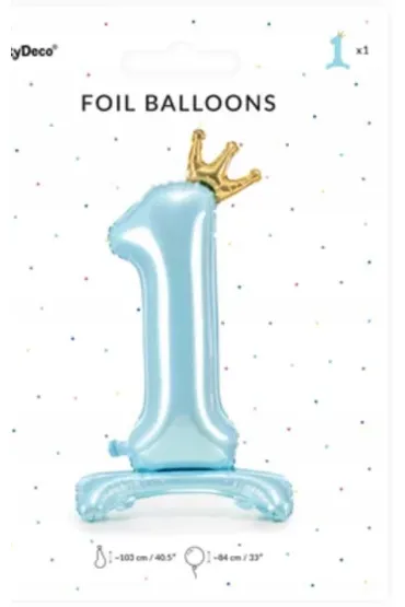 PartyDeco Stoj�cy balon foliowy 1 b��kitny 84cm